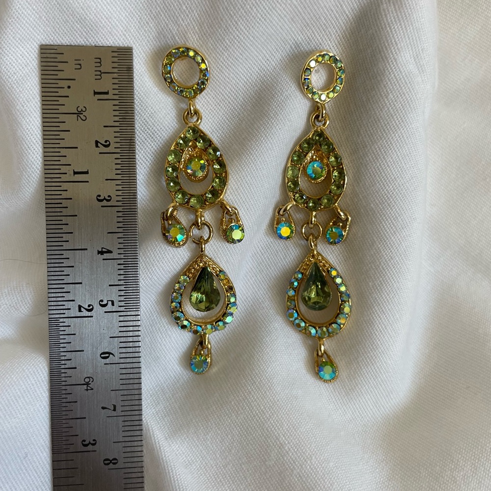 Iridescent green formal earrings
